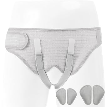 Inguinal Hernia Belt for Men & Women - Slim Invisible Hernia Support Truss with 4 Targeted Compression Pads for Single/Double Hernia - Breathable Post-Surgery Recovery Wrap,M