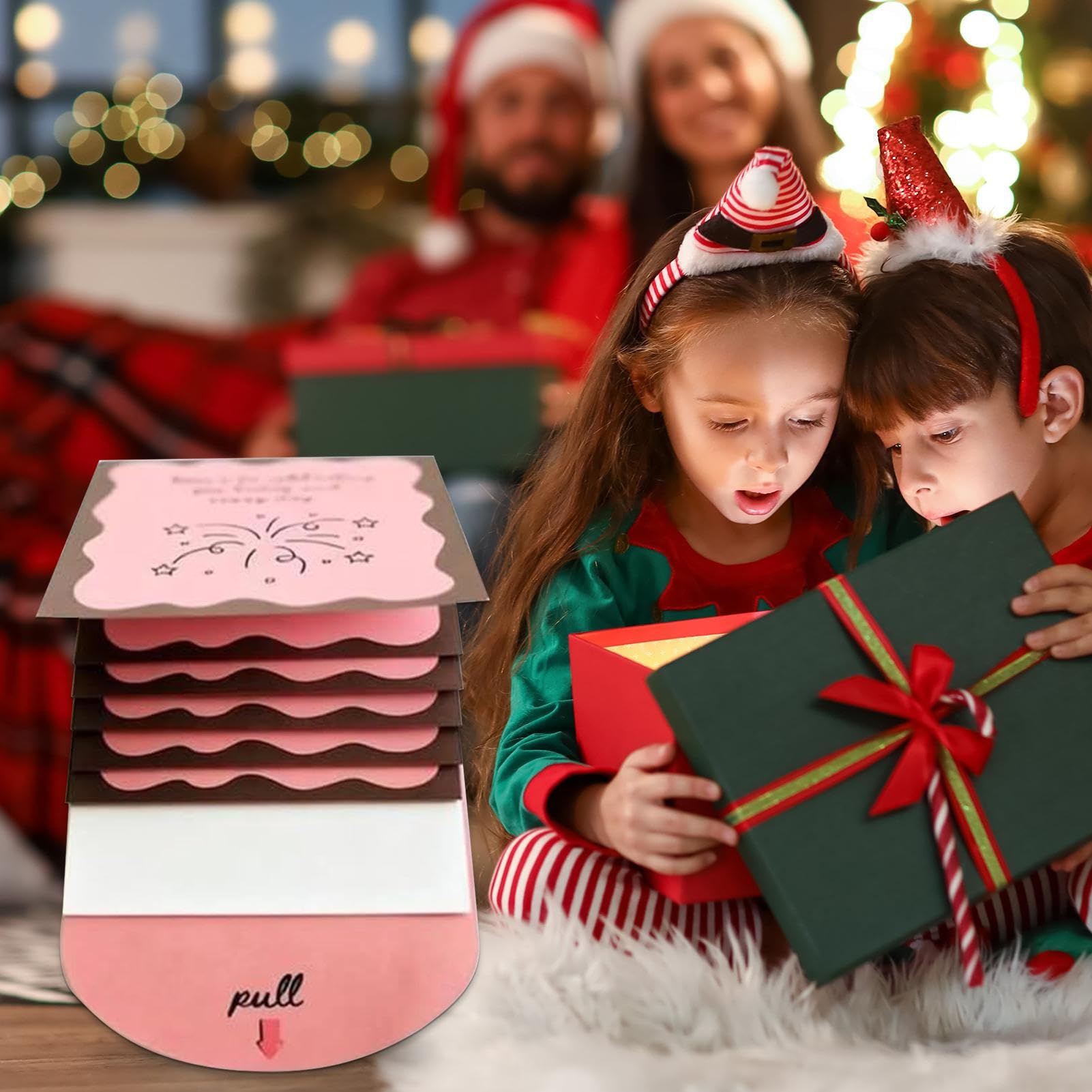 Porta Tarjetas Navideñas | Librito Decorativo Extraíble,Expositor De Tarjetas En Cascada - Para Adultos Celebraciones Navidad Cumpleaños Fiestas Escolares Reuniones