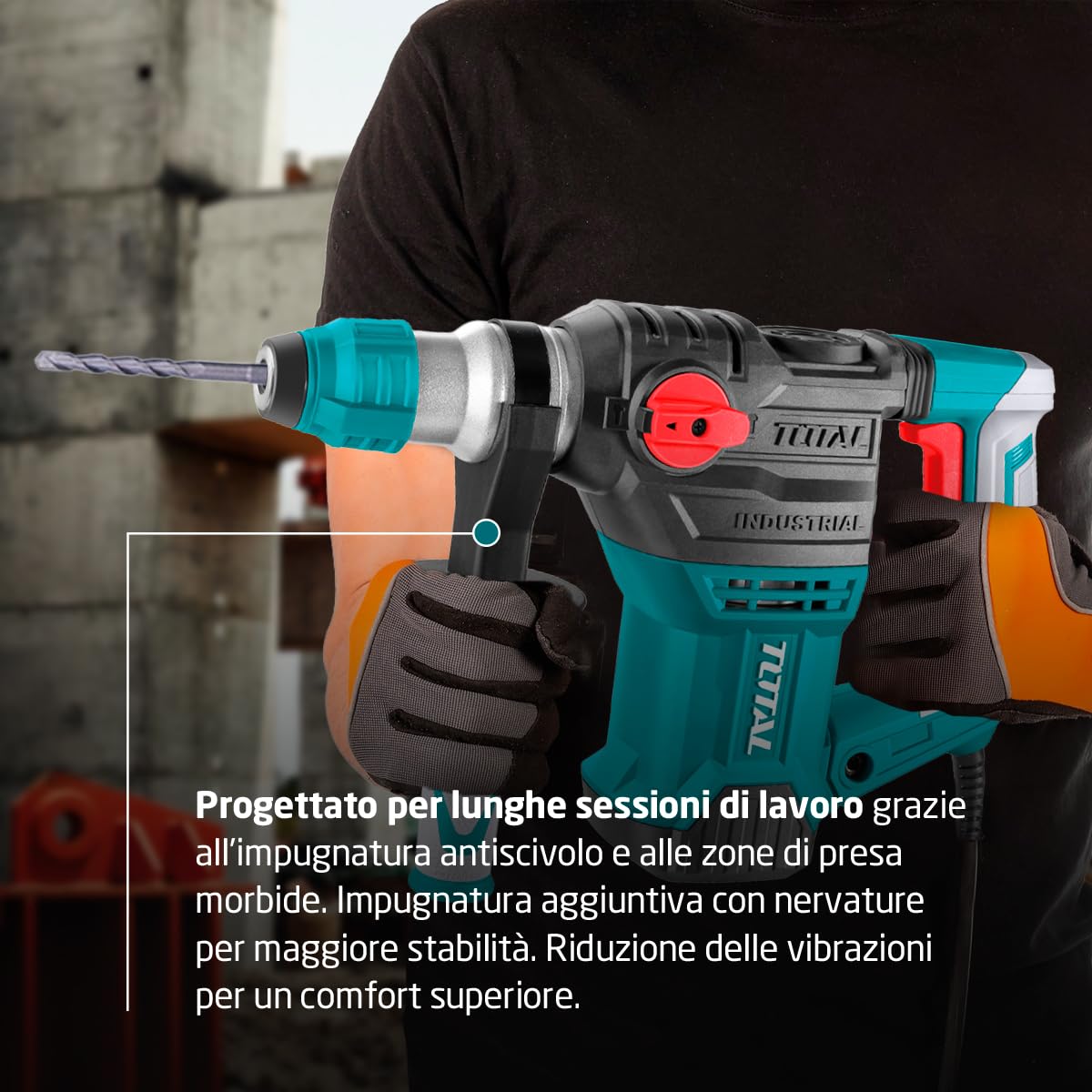 MARTELLO PERFORATORE DEMOLITORE SDS PLUS 4 IN 1 CON ACCESSORI 1500W