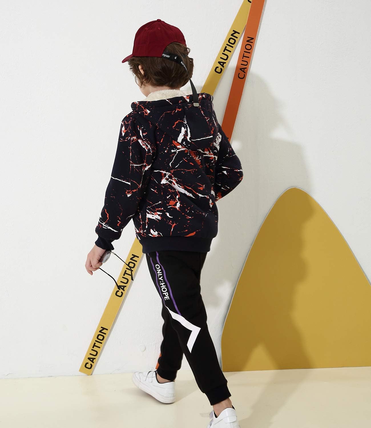 Bumeex Toddler Boys Sherpa Fleece Lined Jacket,Spring Fall Winter Zip up Sweatshirt Hoodie Red Camo 4t