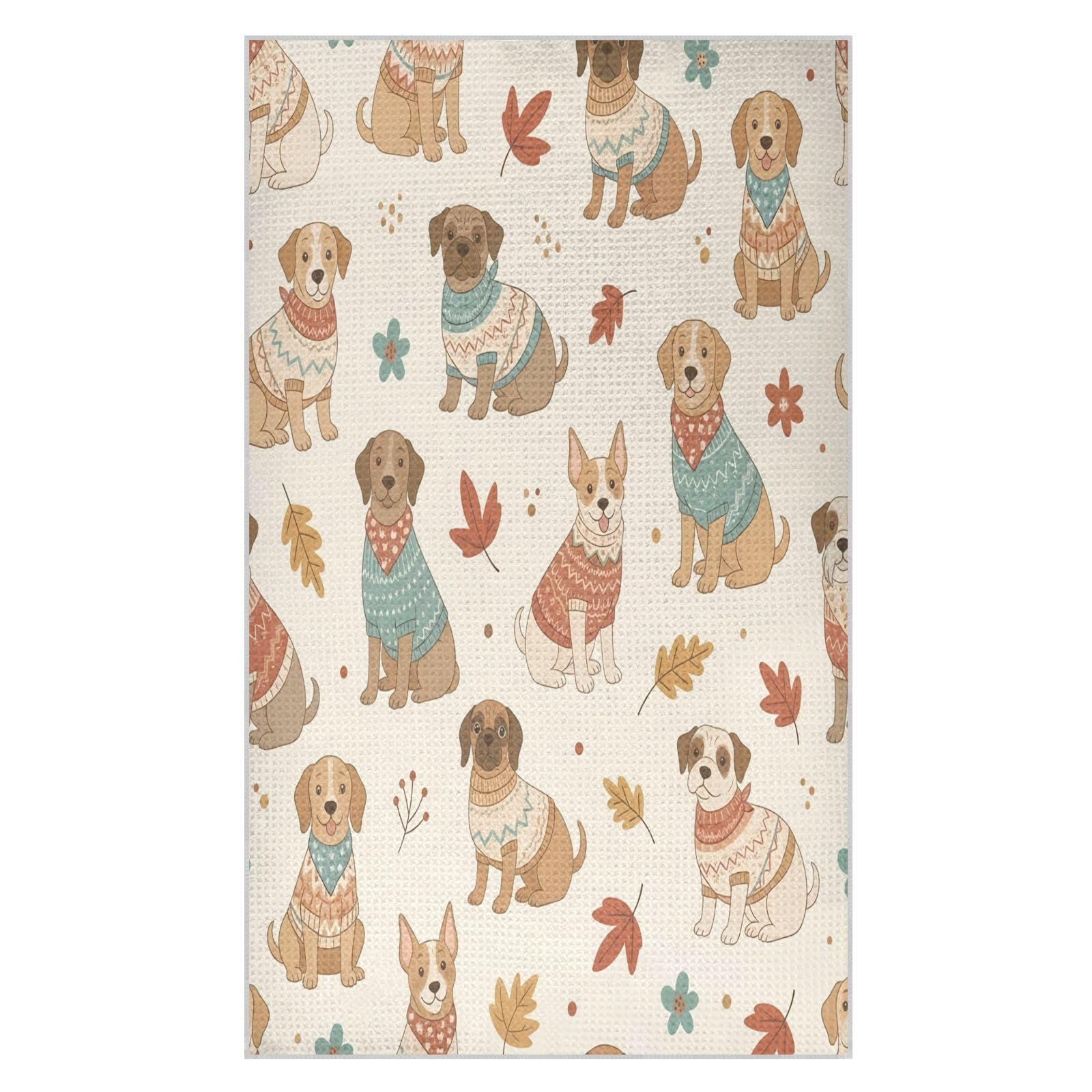 BURSTDDY Cartoon Dog Kitchen Towels,Absorbent Dish Towels 2 Pack