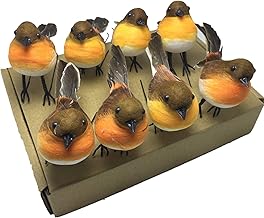 HAORONG 8PCS Large Robin Bird Christmas Tree Decoration Craft Very Cute Artificial Feather