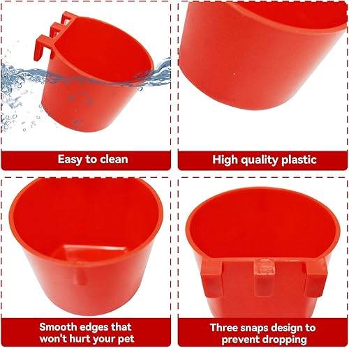 Miniatura 3 de 50 tazas de jaula para pájaros, comederos de plástico para colgar alimentos, plato de riego para alimentación de pollo, jaula de pájaros, comederos