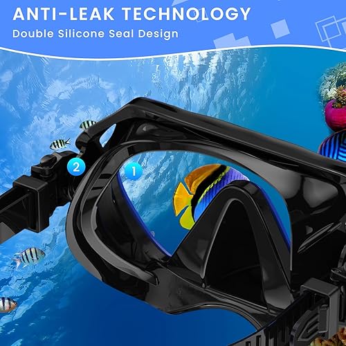 Miniatura 3 de Equipo de esnórquel para adultos, juego de máscara de esnórquel para adultos, buceo, gafas de natación con cubierta para la nariz, vidrio templado