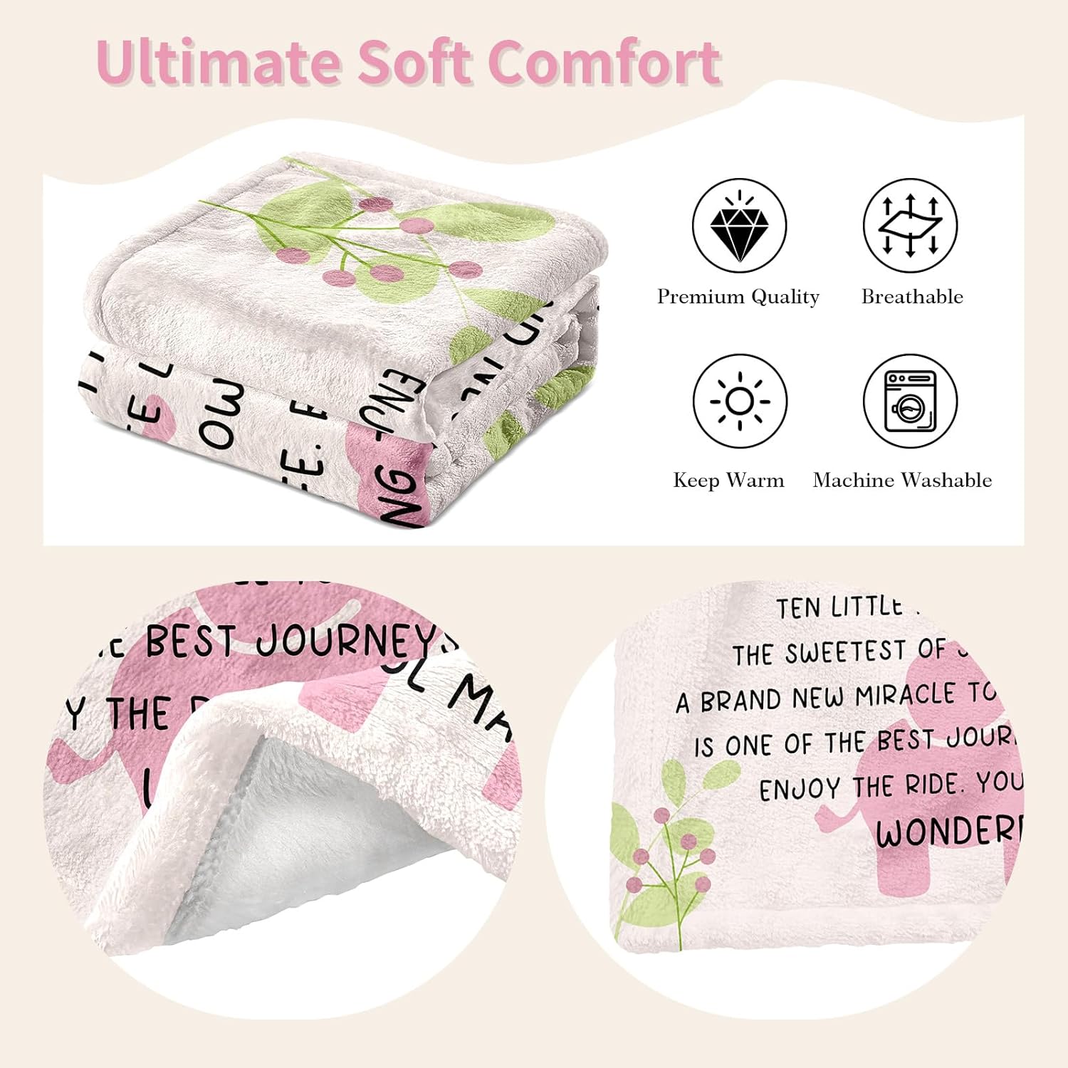 puekrtoa Mom to Be Gifts, New Mom's Gift, Valentines Day First Time Mom Gift, Pregnancy Gifts for Expecting Moms, Postpartum Presents for New Moms After Birth Blanket 60"X50" - Image 7