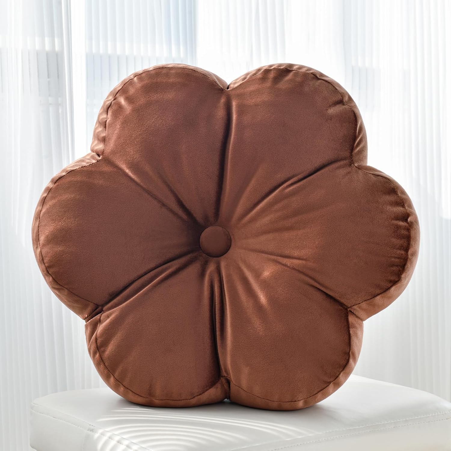 Xuyier Flower Pillow, Flower Shaped Throw Pillows with Velvet for Couch Bed Sofa