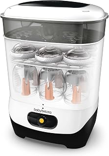 Baby Brezza 4 in 1 Baby Bottle Sterilizer Machine - Largest Capacity Electric Steam Sterlization - Pacifiers, Breast Pump Parts + Universal Sterilizing for All Bottles: Plastic, Glass, Large, Small