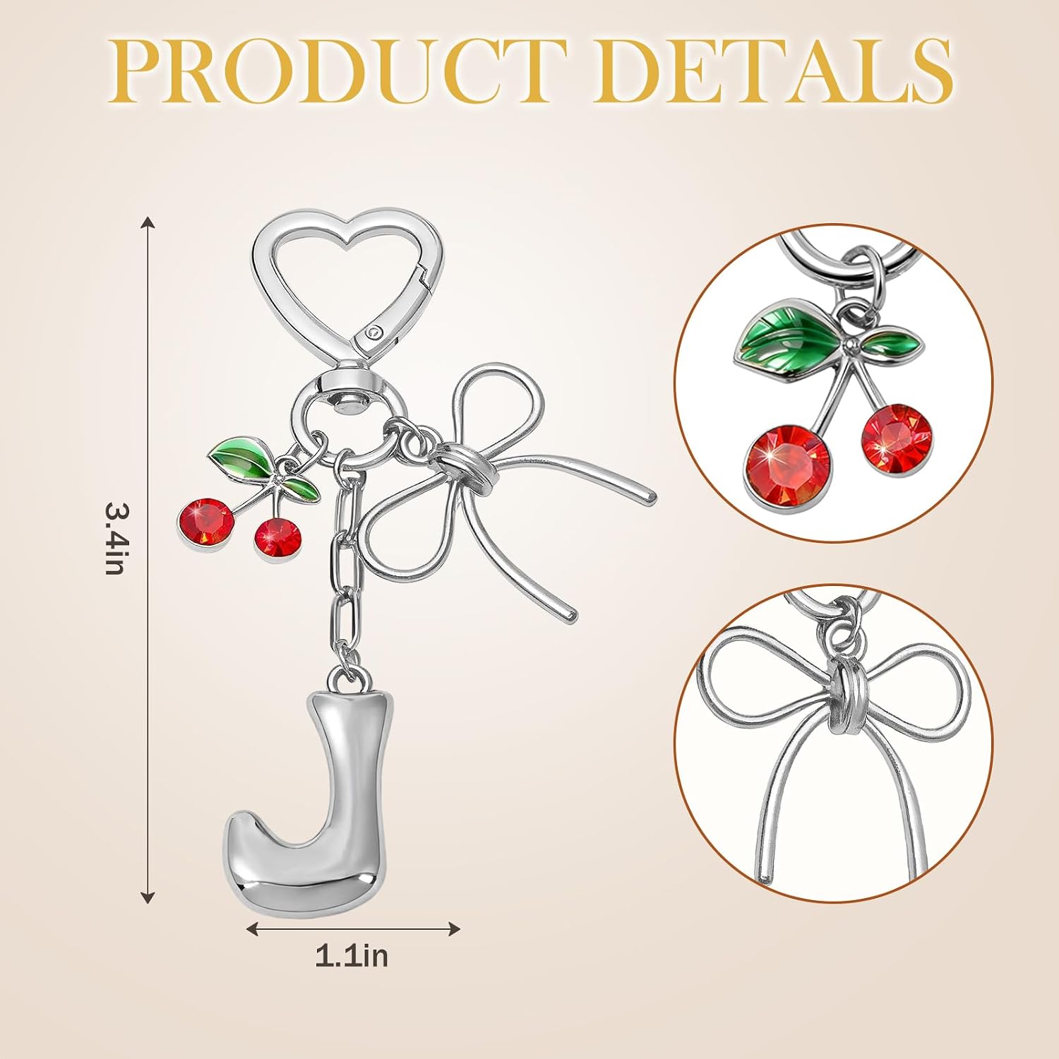 Snycler Bubble Initial Keychain Bag Charms for Women, A-Z Letter Keychain image 2