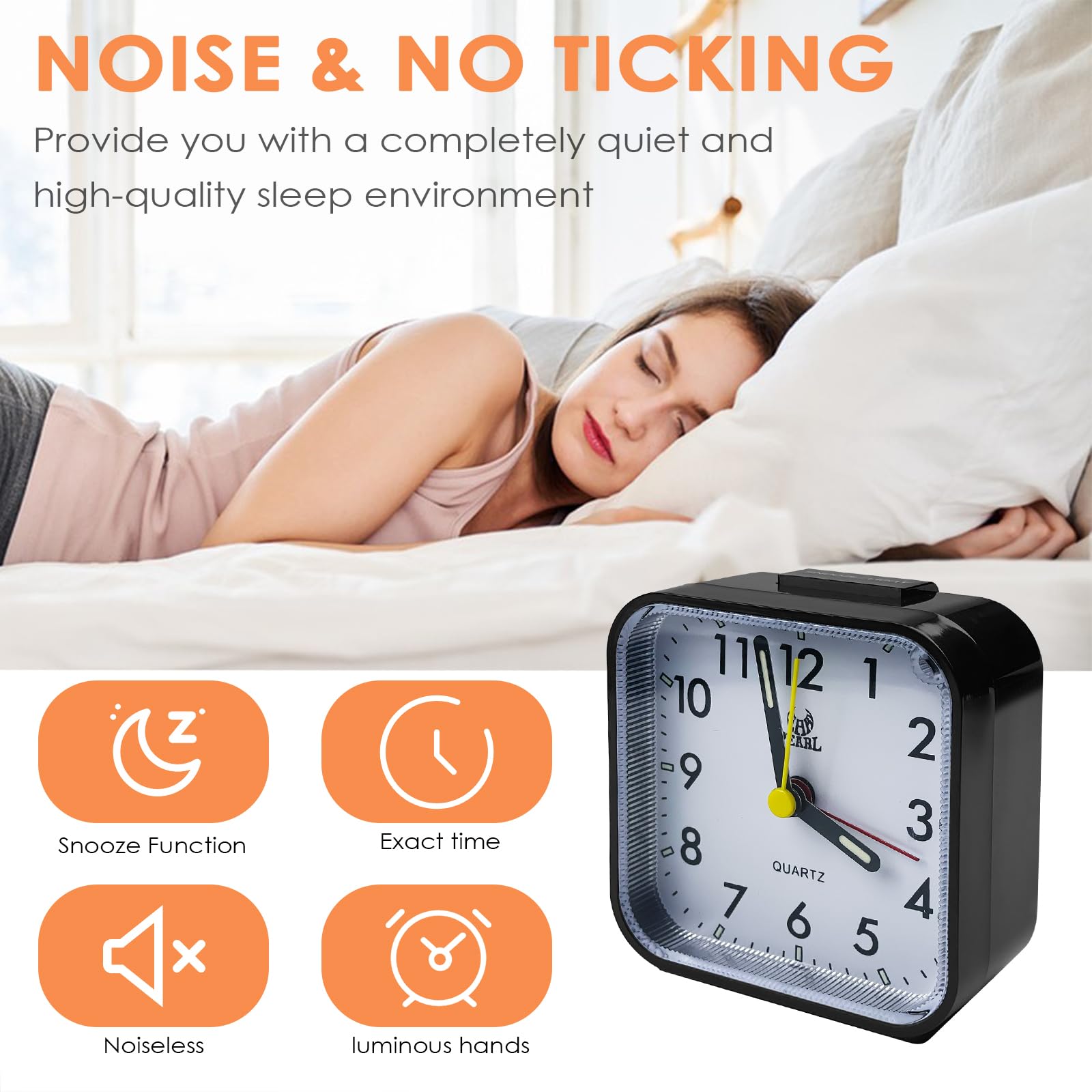 tekenewbse Sveglia da Comodino Analogica, Orologio da Tavolo con Funzione Snooze e Luce, Sveglie da Comodino a Batteria, Alarm Clock, Sveglia Viaggio, Sveglia Silenziosa, Allarme Portatile Analogico