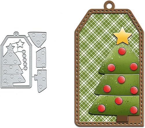 Miniatura 1 de Troquel de metal con estrella de árbol de Navidad, Feliz Navidad, Snata, copo de nieve, plantillas cortadas para álbumes de recortes, papel