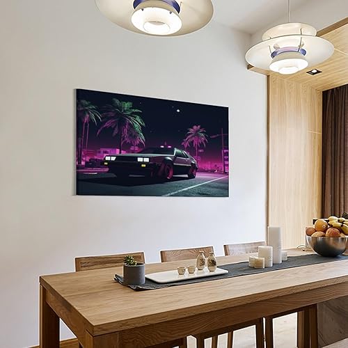Miniatura 3 de Pósteres clásicos de auto con palmeras Synthwave retro neón retrowave para habitación de hombre, sala de estar, dormitorio, impresiones artísticas
