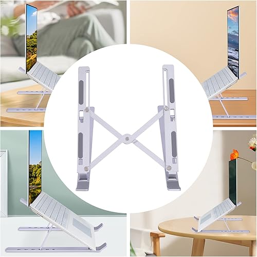 Miniatura 5 de GNJINX Soporte ergonómico de aluminio para computadora portátil, elevador plegable para computadora, soporte elevador para laptop, compatible con