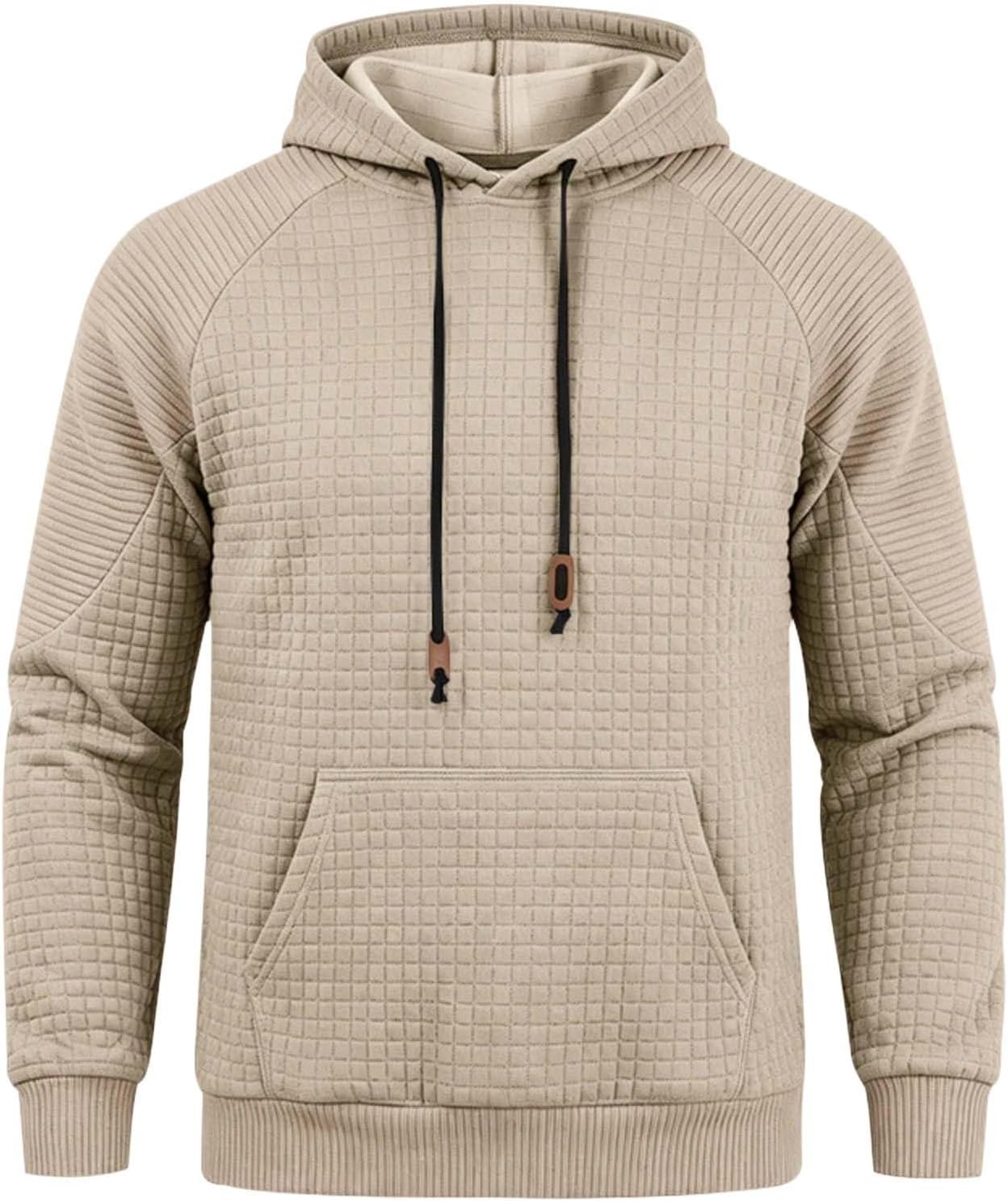Mens Textured Pullover Sweatshirt Large Pocket Casual Active Tops