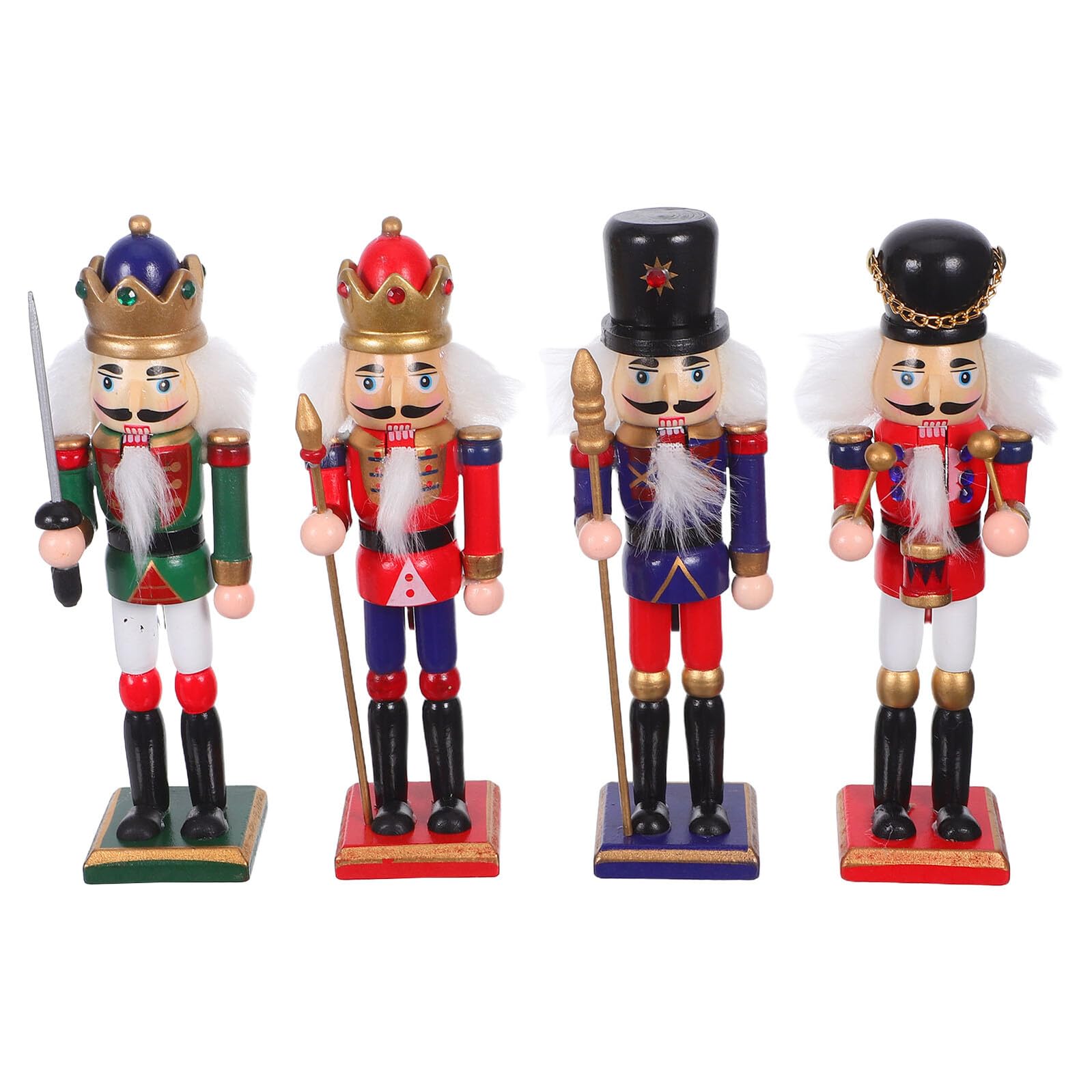 4stücke Nussknacker aus Holz für Weihnachtsschmuck Nussknacker-Soldaten als Dekoration Traditionelle Figuren für Tischdekoration und Christbaumschmuck
