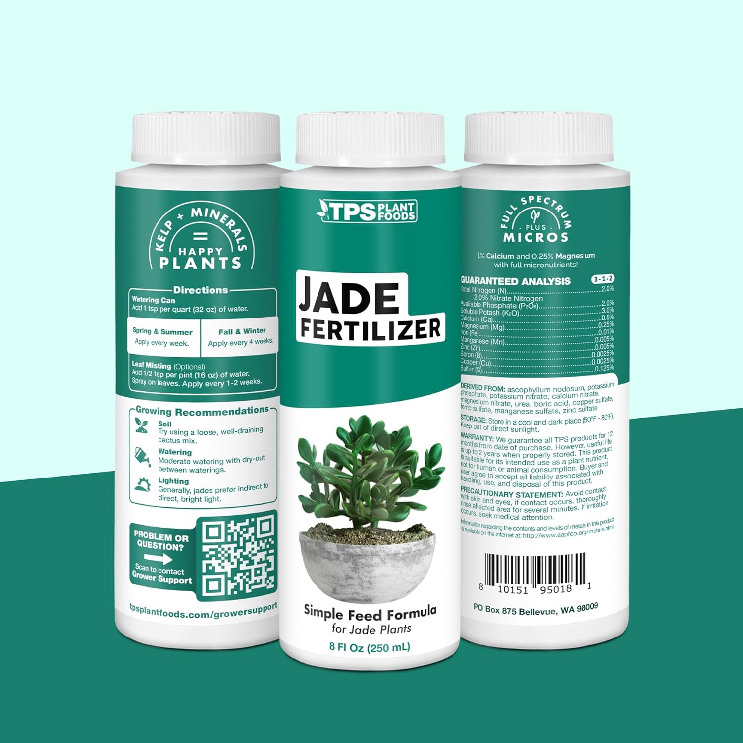 Jade Fertilizer – Gentle Liquid Plant Food for Thick Leaves, Healthy Growth & Vibrant Color, 32 oz