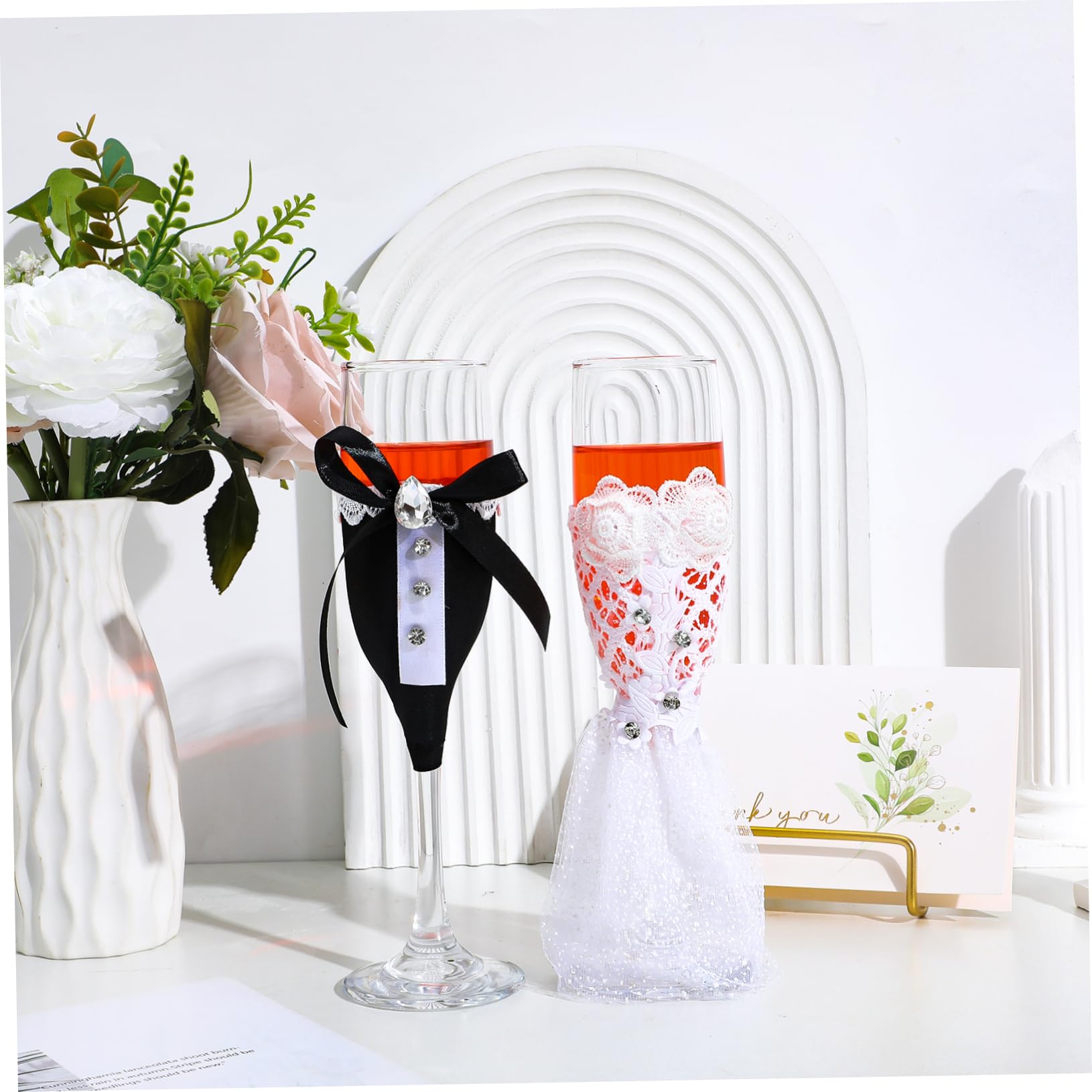 Alipis Copas de Brindis de Boda Novios, 1 Juego de Vidrio