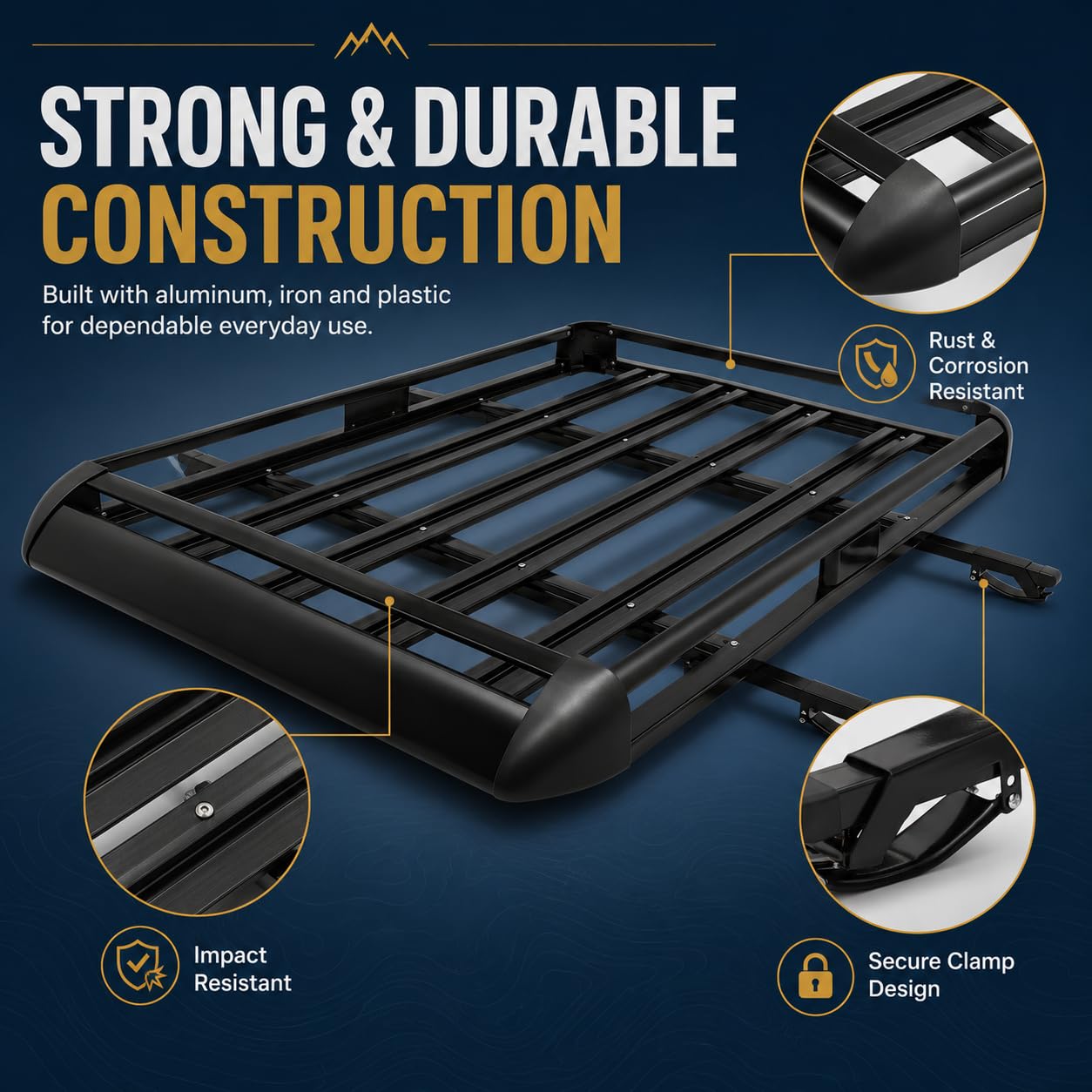 Barres de toit universelles en aluminium - Largeur réglable - Charge maximale 150 kg - Pour SUV, panier de toit, porte-cargaison - 140 x 100 cm - Noir
