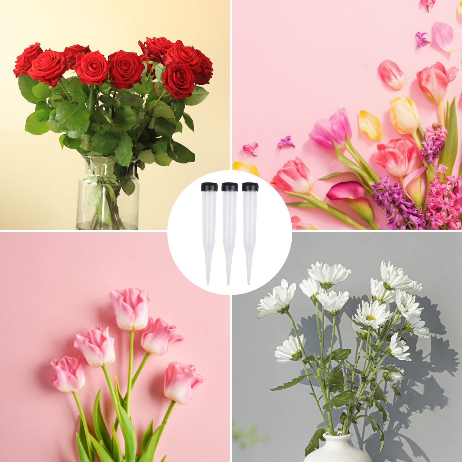 Blumenröhrchen 30 Stück Blumenröhren aus Kunststoff | Transparentem Wasserröhrchen für Blumen, Wiederverwendbar Blumen Wasserröhrchen für Blumenarrangements Pflanzen