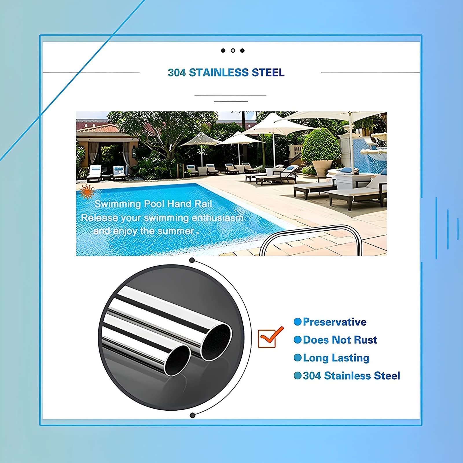 Barandilla para Piscina Barandillas De Acero Inoxidable Baranda De Piscina 81 * 90cm Pasamanos Fácil Montaje para Piscina Sauna Parque Acuático Interior Y Exterior (Size : 2 Pack)