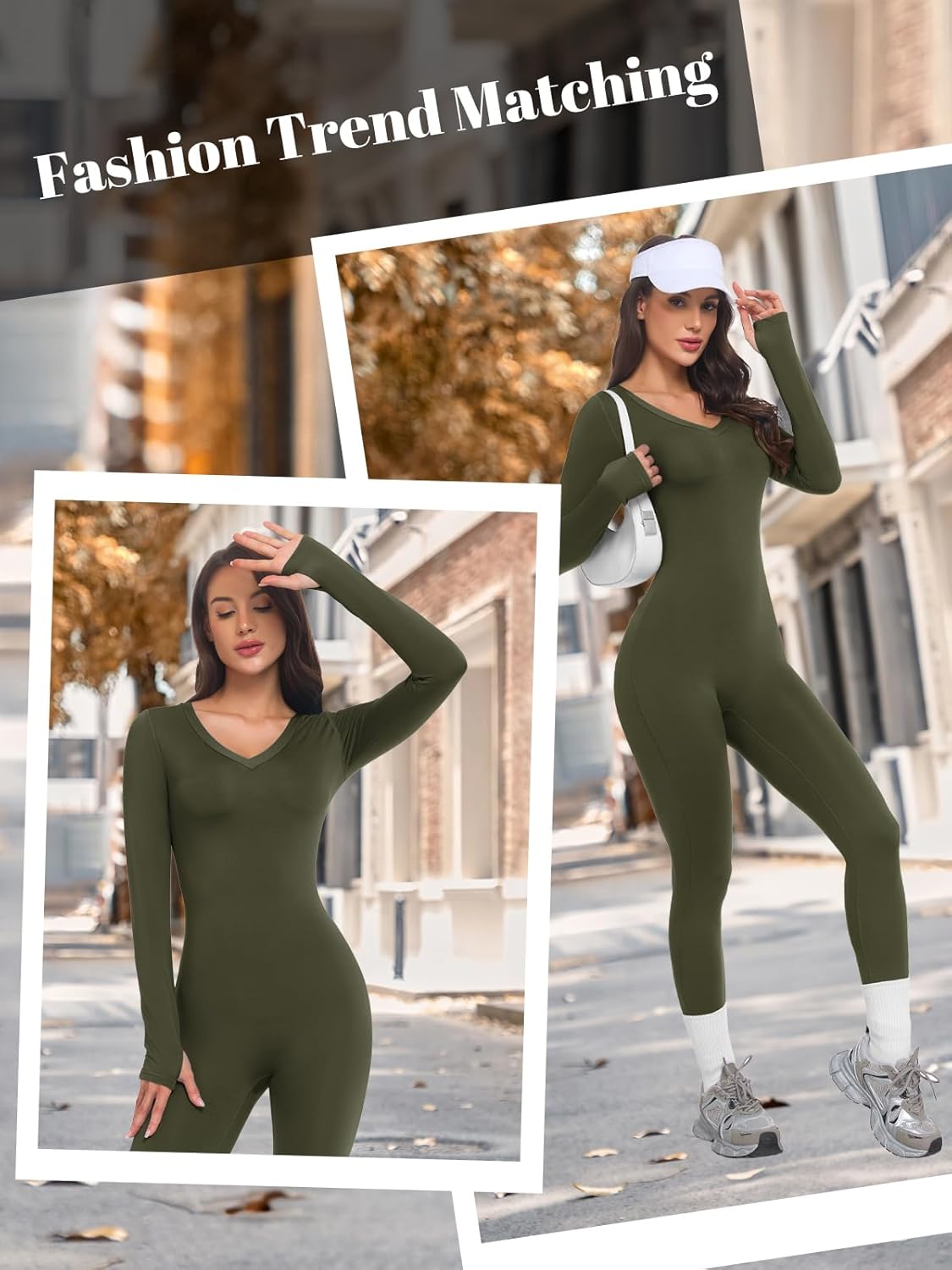 VUTRU Womens Long Sleeve Workout Jumpsuits V-Neck Romper Tummy Control Bodysuit Bodycon Sexy One Piece - Image 4