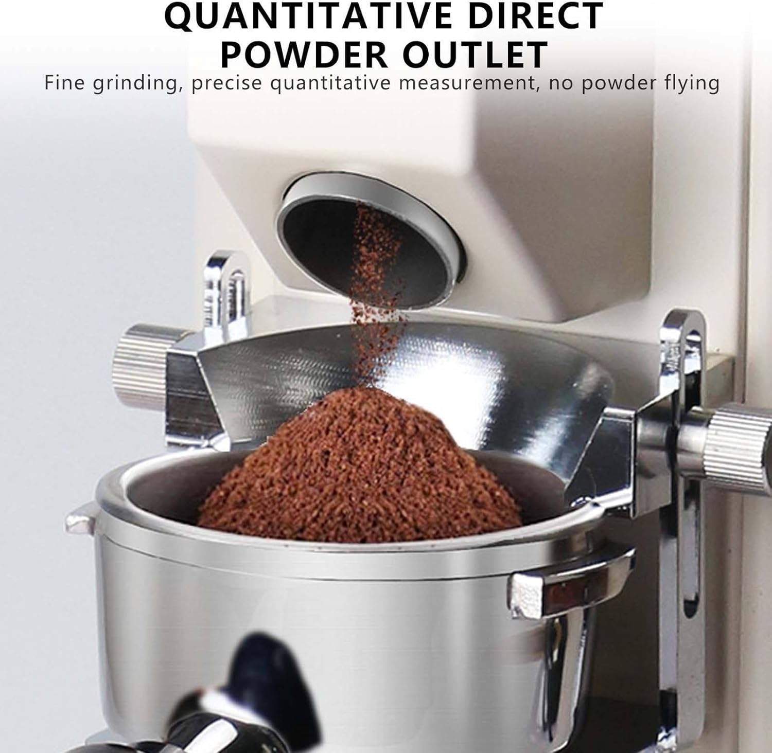 Commercial Coffee Flat Burr Grinder,Professional Espresso Coffee Bean Grinding Machine,9 Precise Settings,Dual Dosing Modes,for Home Use, Stainless Steel Beige