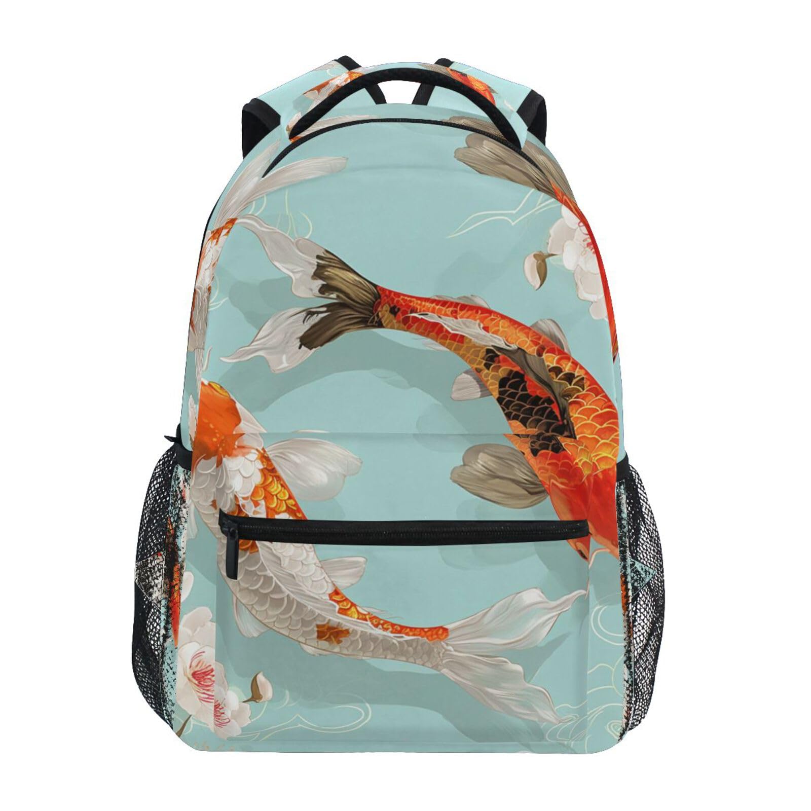 Pesce Koi Arancione Nuoto Zaino Scolastico per Ragazzi Ragazze,Borse per Libri e Studenti Alla Moda
