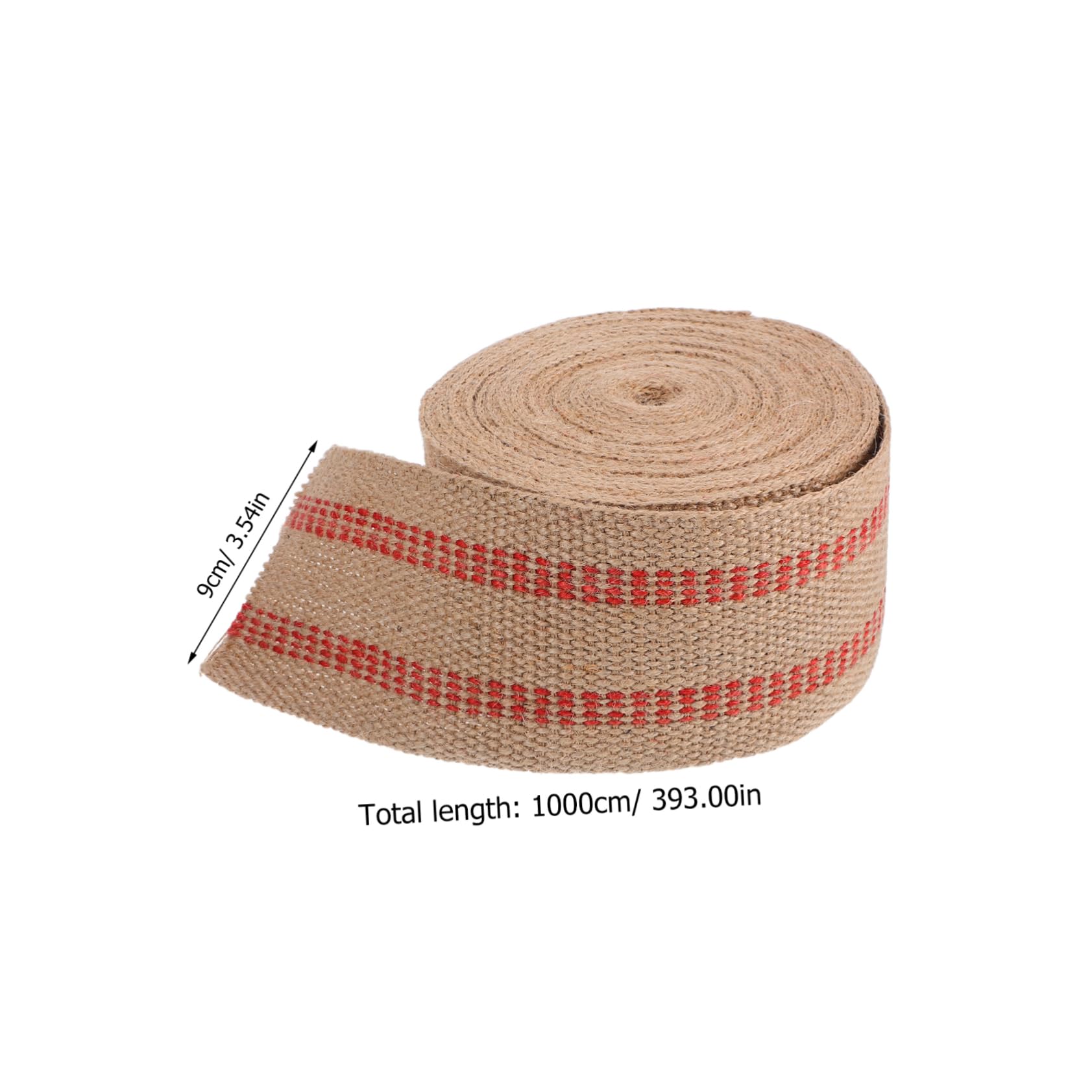 LALAFINA Jute Gurtband mit Roten Streifen für Polsterstoff und Handgefertigte Projekte Juteband mit Natürlicher Textur und Hoher Festigkeit für Vielseitige Anwendung