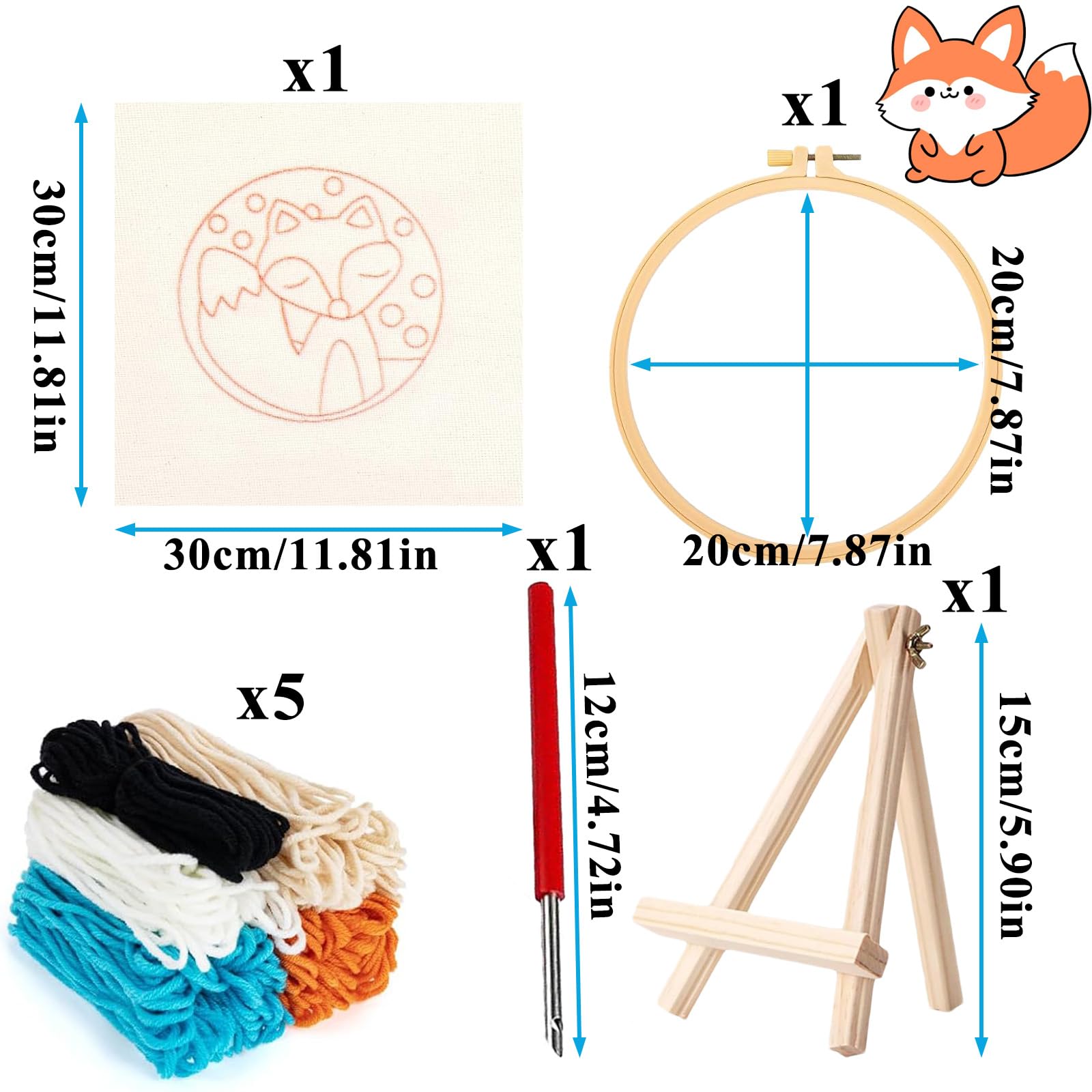 Punch Needle Kit, Punch Needle Kit for Craft Lovers, Fox Pattern Punch ...