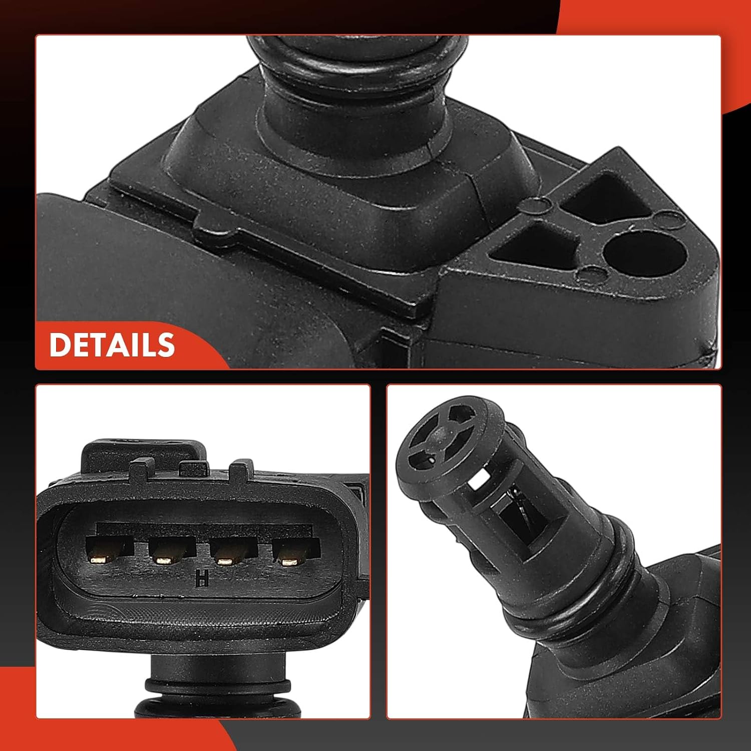 A-Premium Turbocharger Boost Sensor [4 Pins] Compatible with Volvo VNL & Crane Carrier & Freightliner & International Harvester & Mack & Oshkosh Motor Truck Co. & Pierce Mfg. Inc. & Spartan Motors