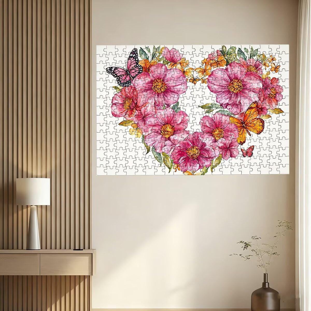 Puzzle 4000 sztuk dla dorosłych kwiat, Puzzle Serce, Puzzle 4000 sztuk dla dorosłych, drewniane puzzle z pudełkiem na prezent rozmiar 141 x 87 cm, wyzwanie puzzle dla całej rodziny, prezent dla kobiet