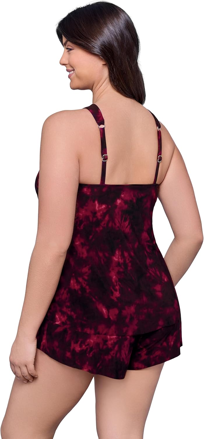 Aqua Green Womens Slimming High Neck Adjustable Swim Romper with Pockets - Image 3