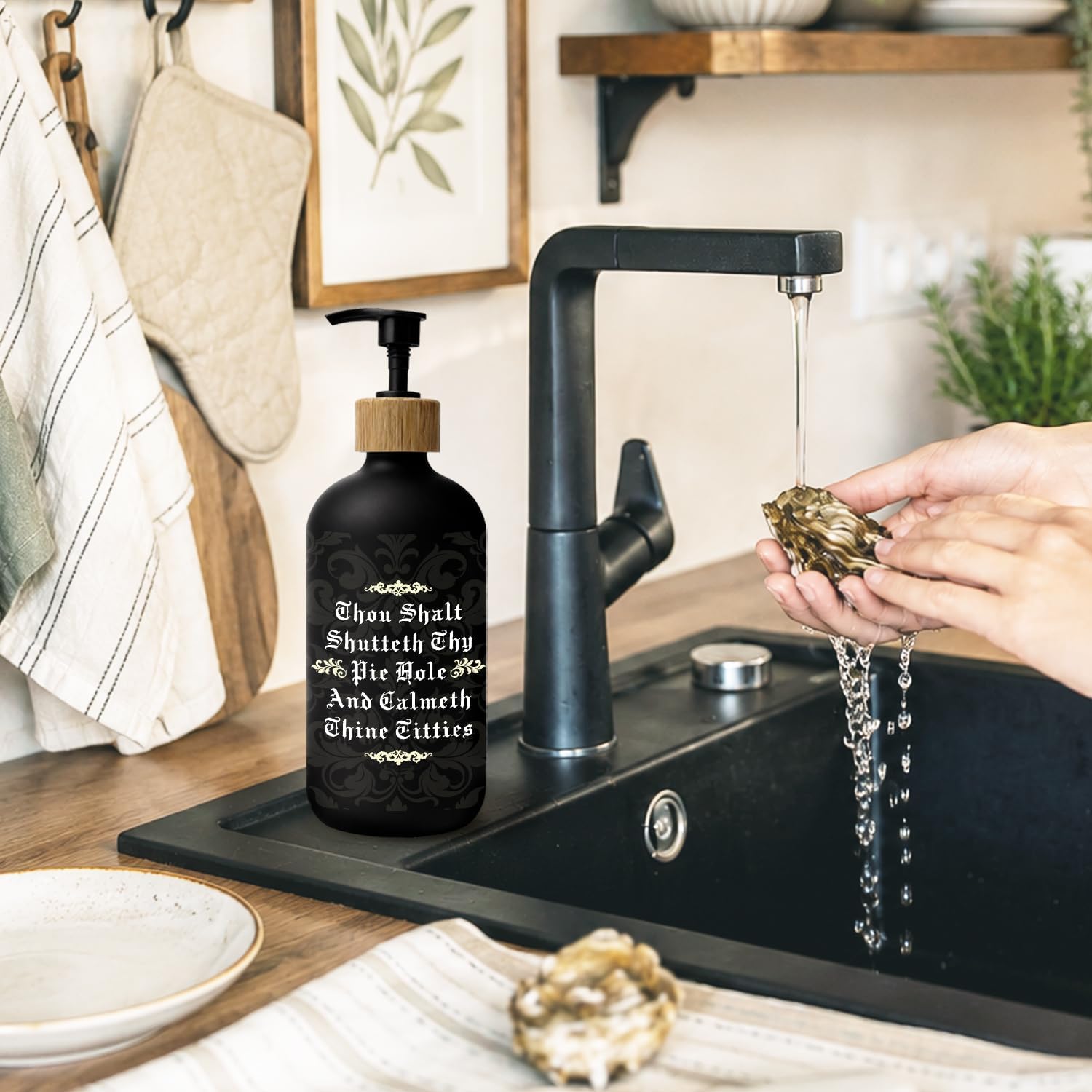 Funny Gothic Glass Soap Dispenser with Pump image 4