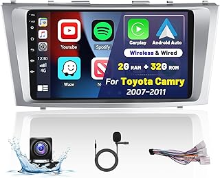[2+32G] for 2007-2011 Toyota Camry Radio, Roinvou Apple CarPlay Android 11 Car Stereo with Android Auto 9'' Touch Screen Bluetooth Car Audio Receiver Support SWC GPS WiFi Backup Camera FM RDS HiFi