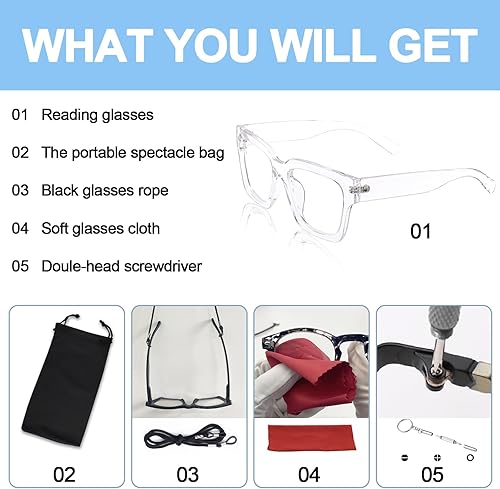 Miniatura 6 de OCCI CHIARI Gafas de lectura de marco grande para mujeres y lectores cuadrados retro