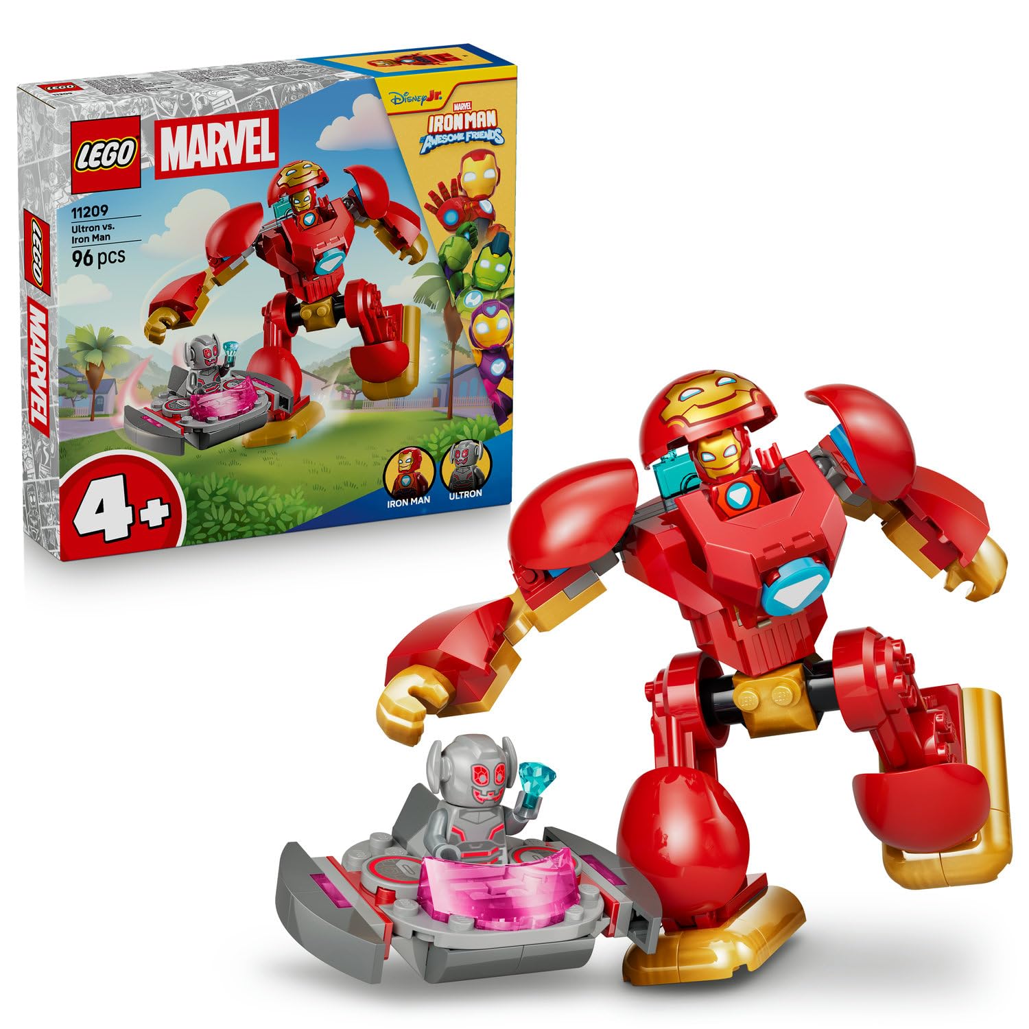 LEGO Marvel Iron Man ve Muhteşem Arkadaşları Ultron Iron Man’e Karşı 11209-4 Yaş ve Üzeri Çocuklar için 2 Minifigür İçeren Yaratıcı Oyuncak Yapım Seti, Çocuklar için Hediye Fikri (96 Parça)