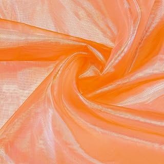 PH PandaHall 5.4 Yards Iridescent Fabric Sheer Organza Fabric 59 Inch Wide Gradient Tulle Fabrics Orange Magic Gauze Fabric for Clothing Background Christmas Halloween Party Home Decor