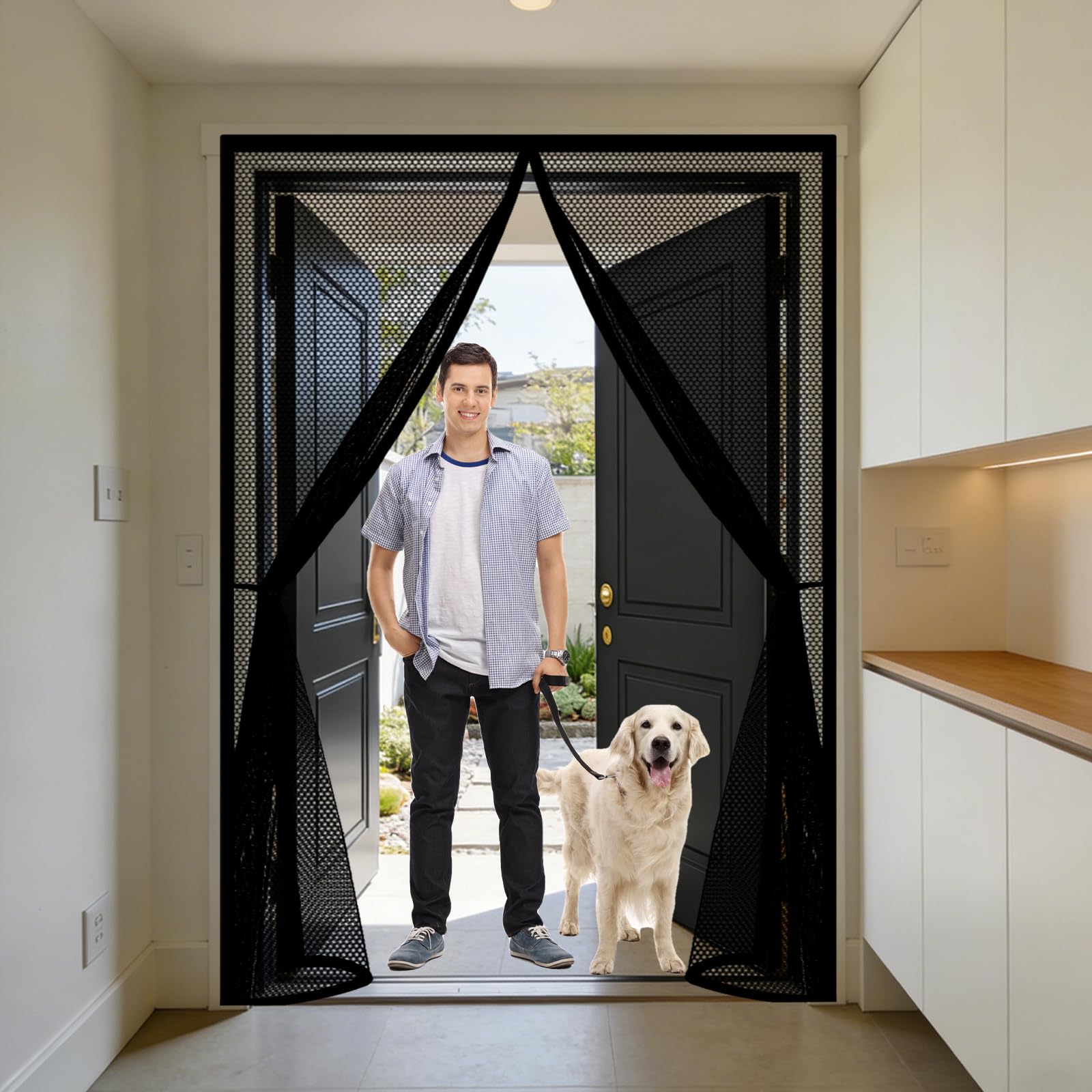 Moustiquaire 74x185 cm magnétique blanc pour porte-fenêtre