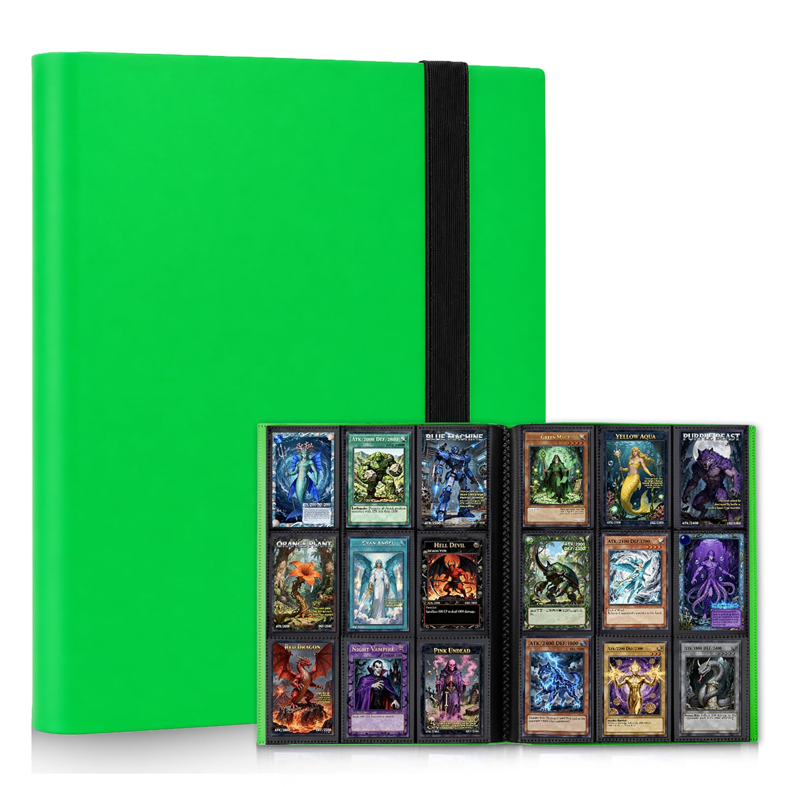 KIOEEE Card Binder 9 Pocket, PP Cover Trading Card Binder for 396 Cards, Sturdy Card Collection Album, Card Holder Folders for MTG, TCG, Game Cards & Sports Cards (Green)