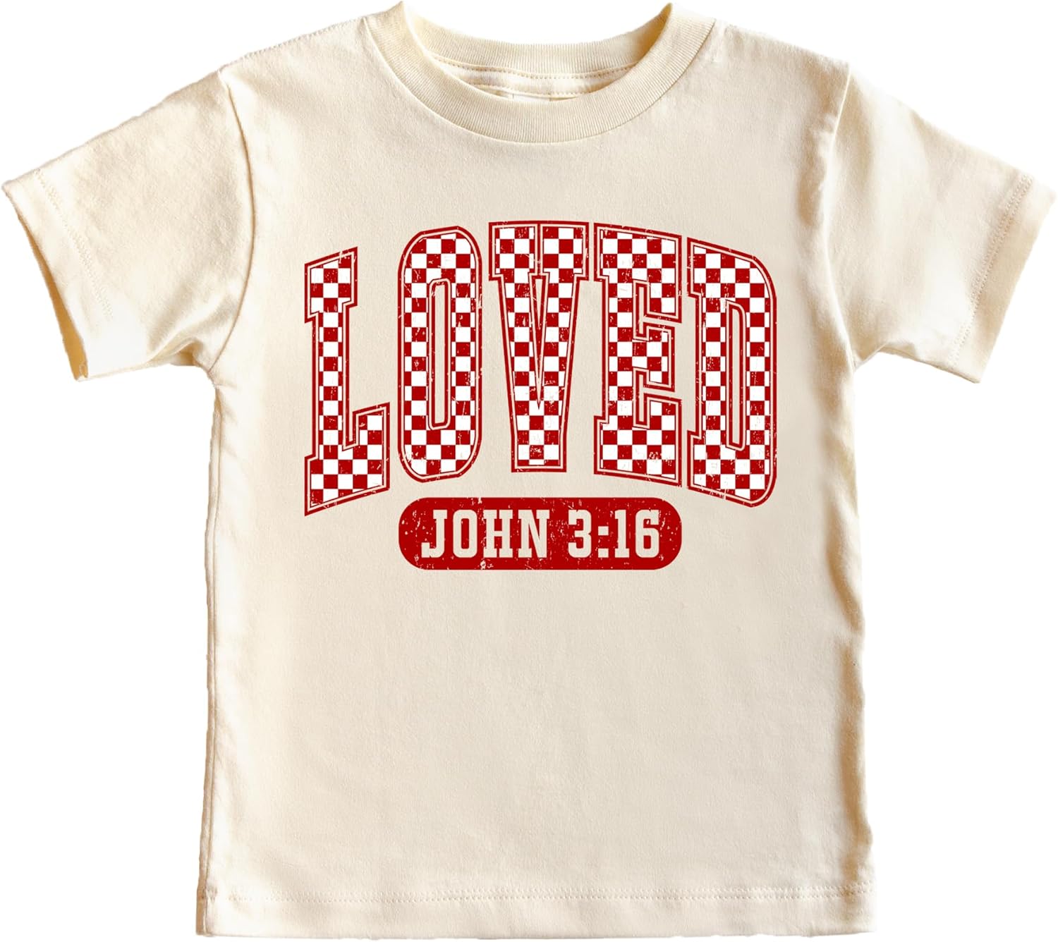 Red Check Loved Valentine's Day Shirt for Women Teens and Girls Trendy Christian Graphic Tee