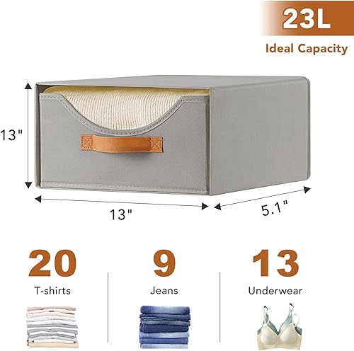 Miniatura 3 de 4 cajones de armario de 16.5 pulgadas y contenedores de almacenamiento de ropa de gran tamaño, cajones apilables con estantes apilables con ventana