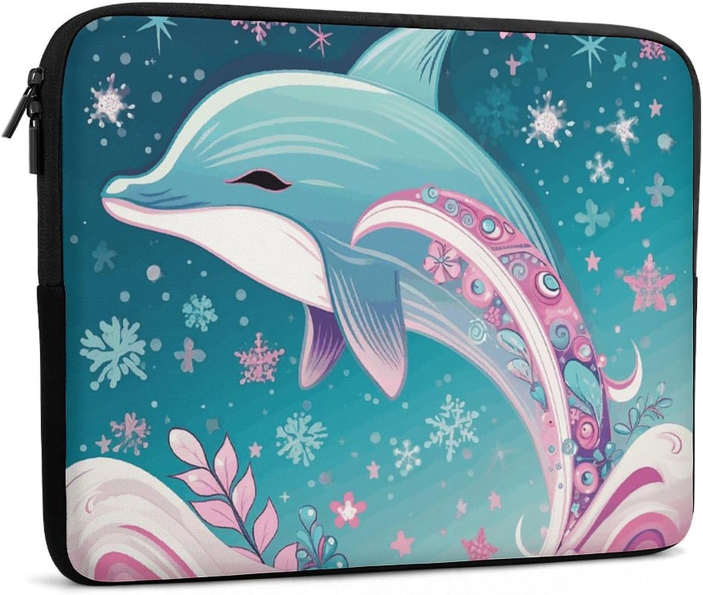 13inch Laptop Sleeve Bag Cute Dolphin Snowflake Laptop Bag Shockproof Computer Carrying Cover Slim Briefcase Handbag