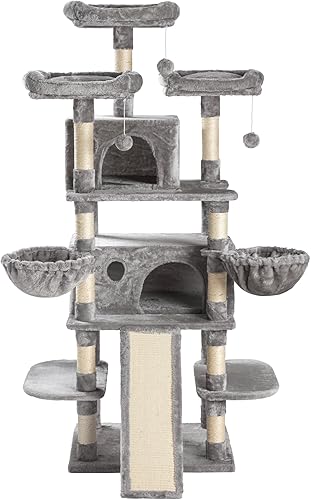 Miniatura 25 de SHA CERLIN Árbol grande para gatos de 68 pulgadas de varios niveles para gatitos grandes/torre de gato grande con condominio/acogedora felpa