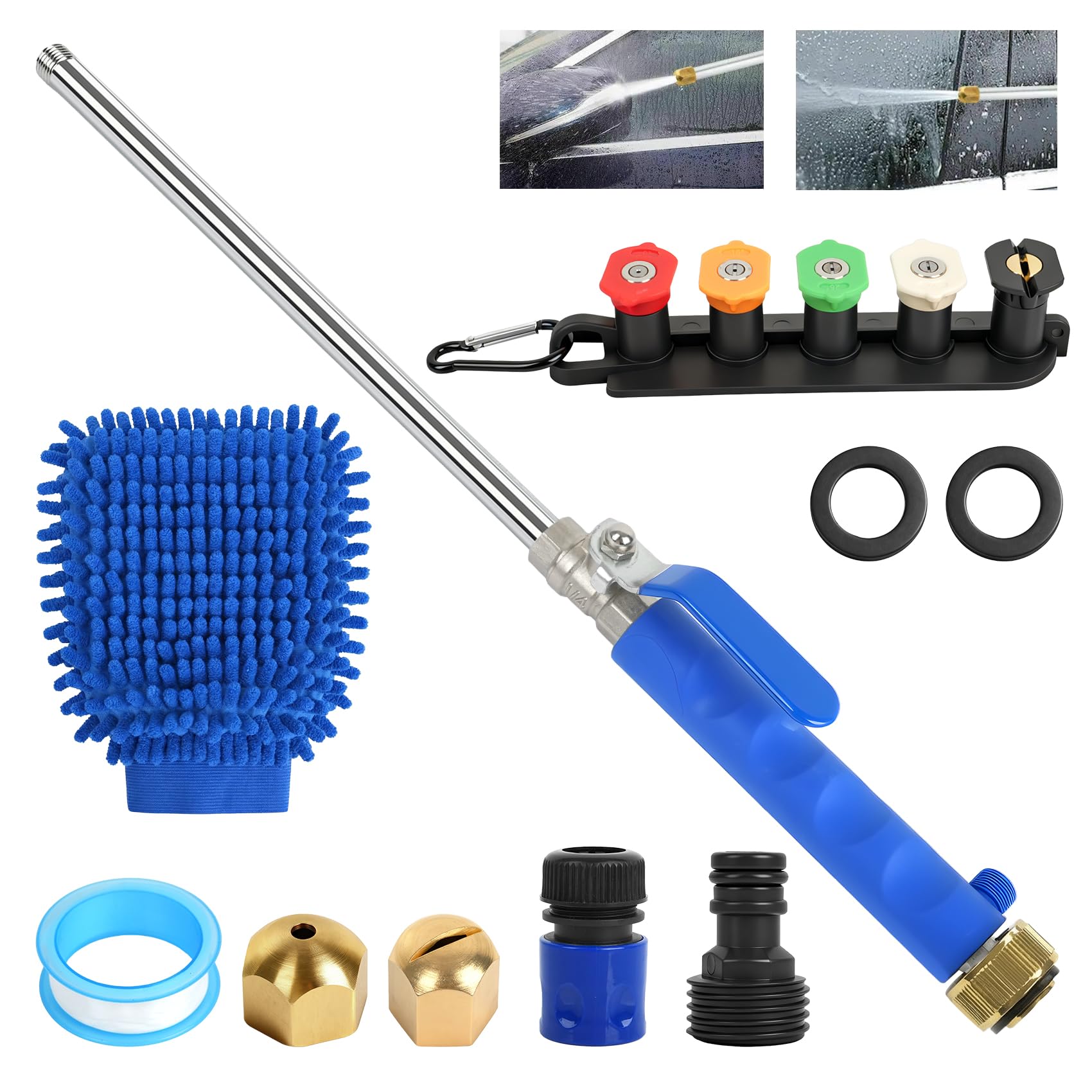 View 1 of **MISSING ACC**Jetnozzle High pressure hose nozzle for garden hose,7-in-1 Hydro jet nozzle High Pressure Power Washer wand, nozzles watering sprayer cleaning tool, Pressure washer hose attachment