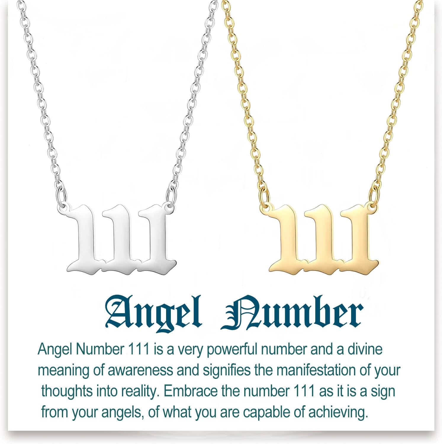LAOYOU 2pcs Pack Angel Number Necklace For Women, Gold Silver 000 111 1111 222 333 444 555 666 777 888 999 Angel Numbers Necklace For Girls Numerology Jewelry Hypoallergenic Non Tarnish - Image 9