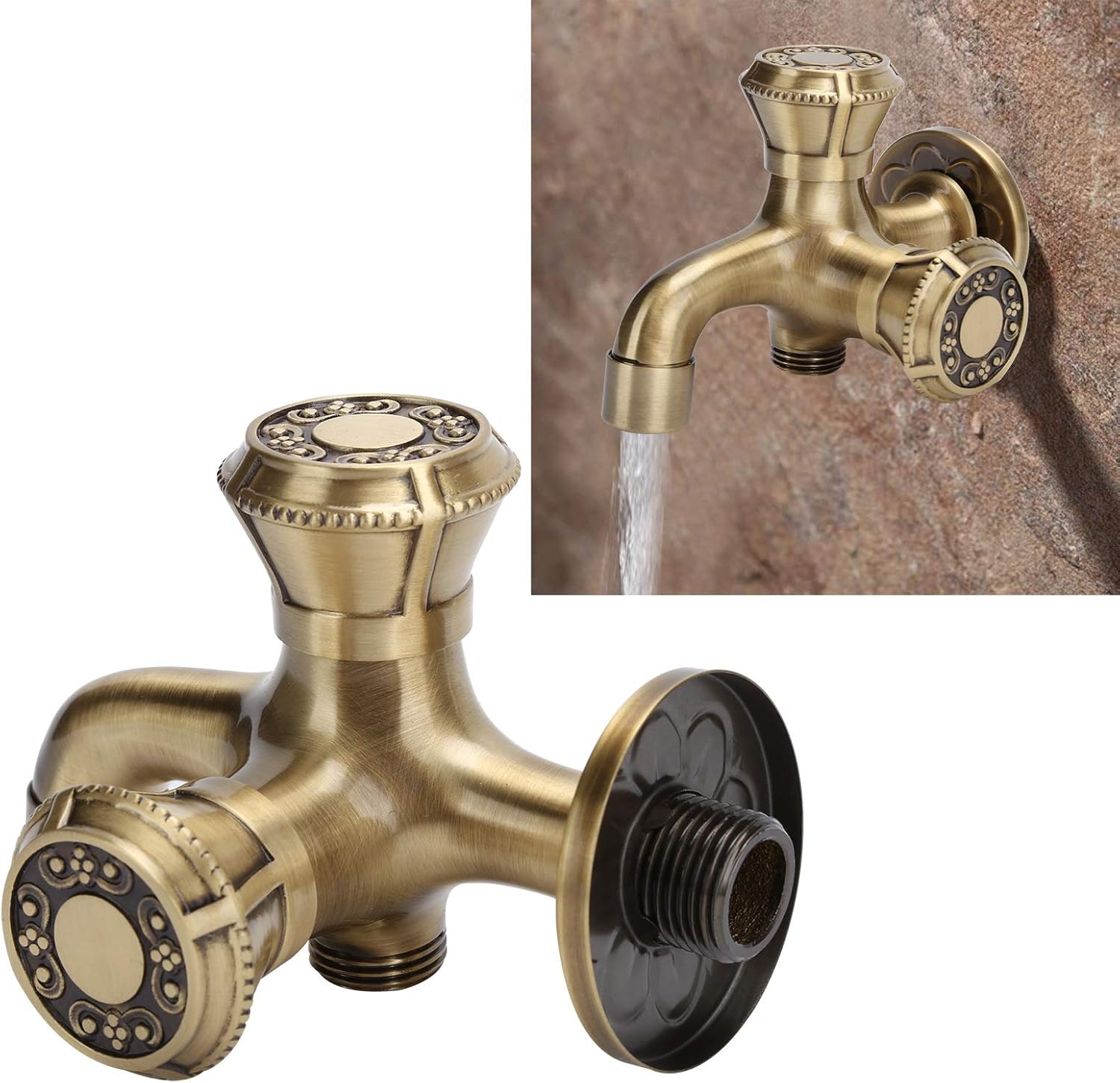 Washing Machine Tap Laundry Water Faucet Wall Mounted G1/2 Thread Brass Material with Smooth Surface for Home Use