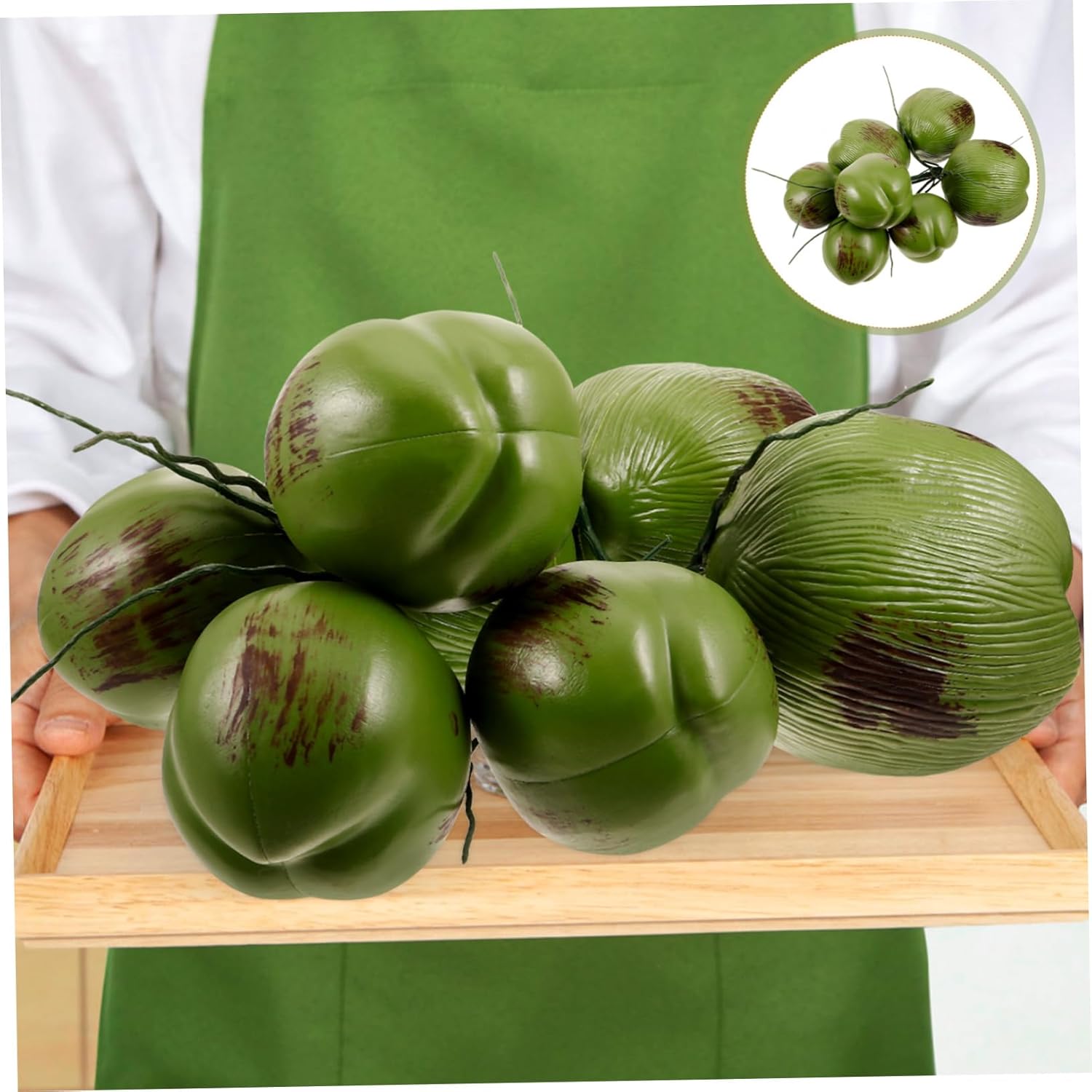 Zerodeko 1 Bunch Simulated Coconut Fruit Model Tropical Artificial Coconuts Ornament for Home Garden Wedding Decoration and Photography Prop