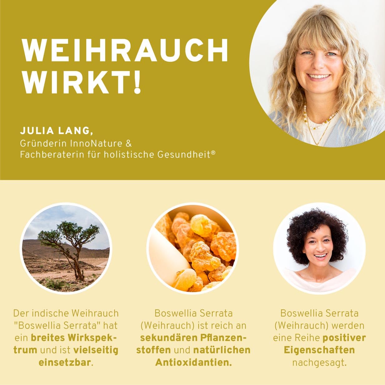 InnoNature Weihrauch Kapseln, Boswelliasäure | aus natürlichem Weihrauch Extrakt (Boswellia Serata) | 120 Kapseln, 1.230 mg Weihrauch Extrakt, 170mg Leinsamenmehl