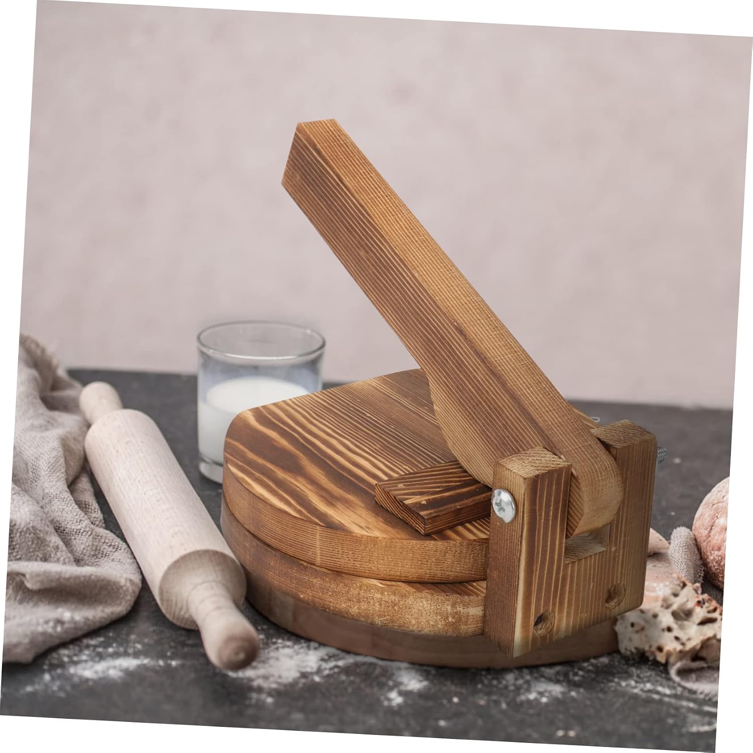 Garneck Wooden Dumpling Wrapper Mold Manual Dumpling Pressing Tool for Kitchen Easy to Use Dough Press for Making and Biscuits Versatile Kitchen Gadget
