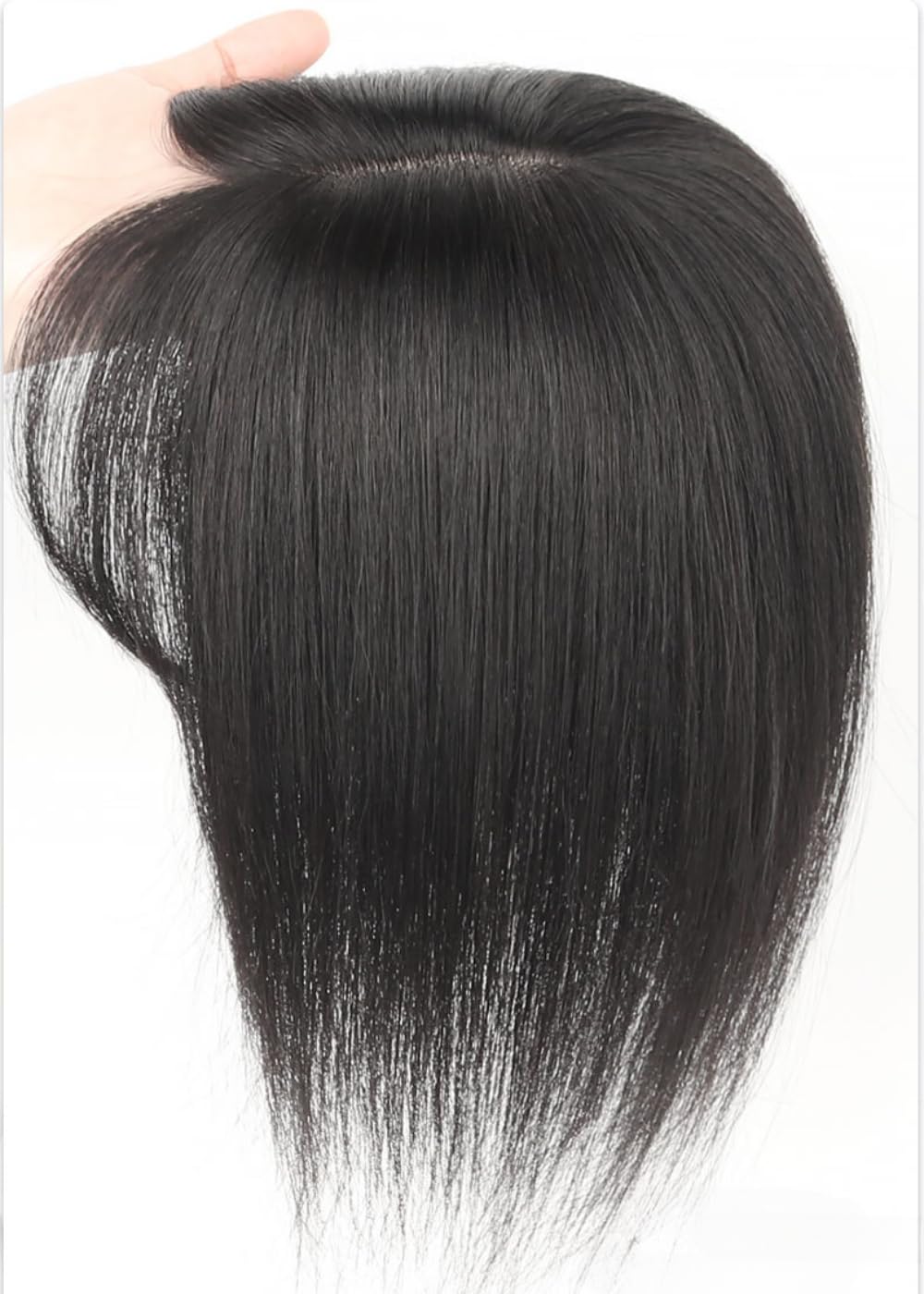 3.9x4.7inch Invisible Straight Topper Clip in Hairpiece Human Hair Wiglet For Women Thin Hair (Mocha brown,Middle part 30cm)