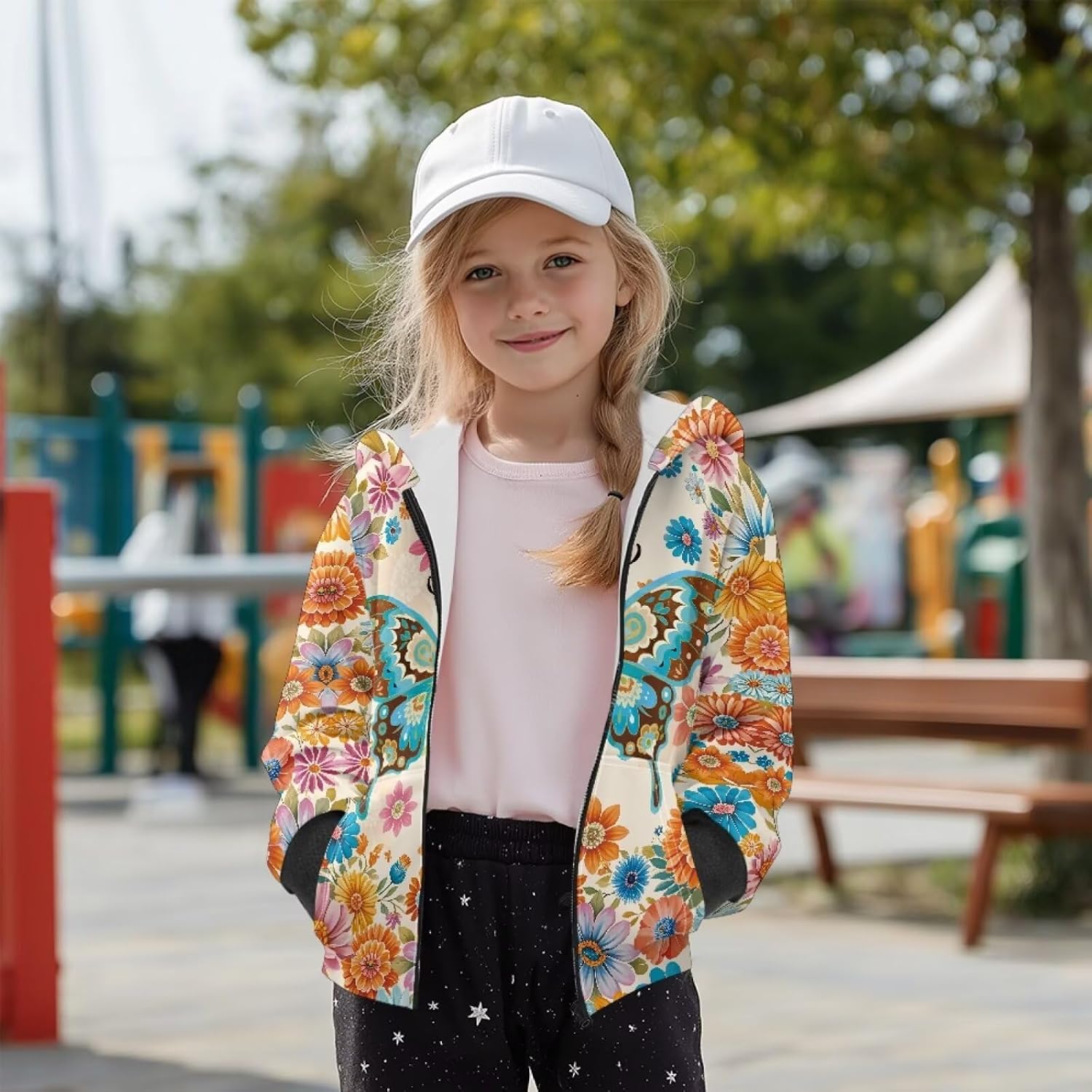 Girl's Fleece Hoodies with Long Sleeve, Full Zipper Hoodies Casual Jacket, Child's Hooded Sweatshirt Fall Clothes